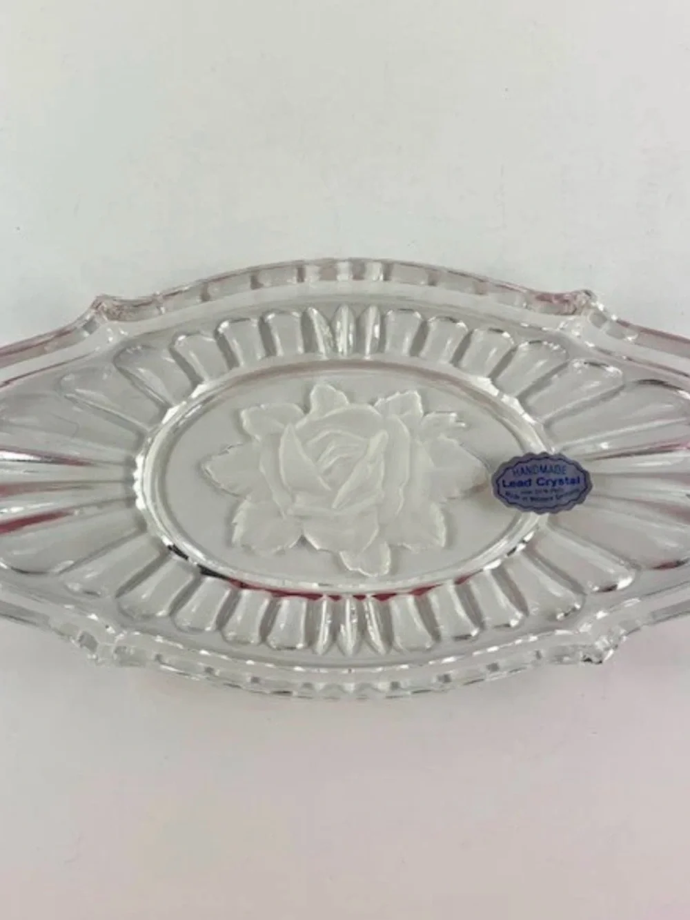 Crystal Makeup Tray with Rose Matching Brush - Black Bristles
